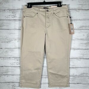 NYDJ Marilyn Straight Crop Fray Cuff Women Size 6 Beige Lift Tuck Technology NWT